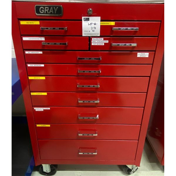 Gray Large Rolling Tool Chest & Contents   Almost Any Hand Tool You'll Need!!