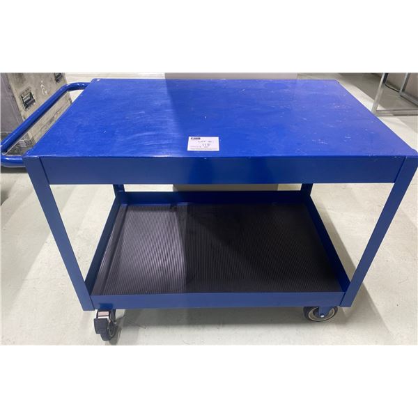 Waymark Custom Steel Two Tier Rolling Utility Service Cart (Two Shelves) Rubber Castors w/Brake