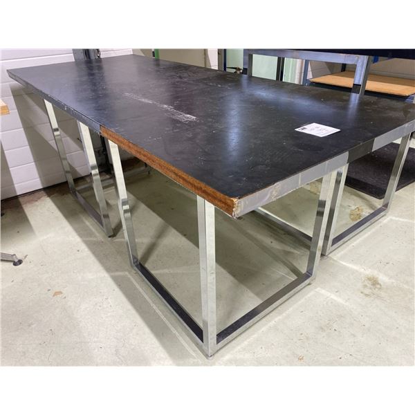 Two Large Black Top Shop Tables  both are 72w x30d   34tall & 28tall