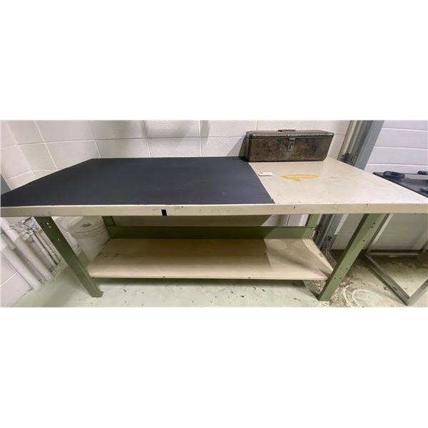 Large Steel Durable Shop Table W/Vintage Tool Box Filled with Tools for Everyday Use!