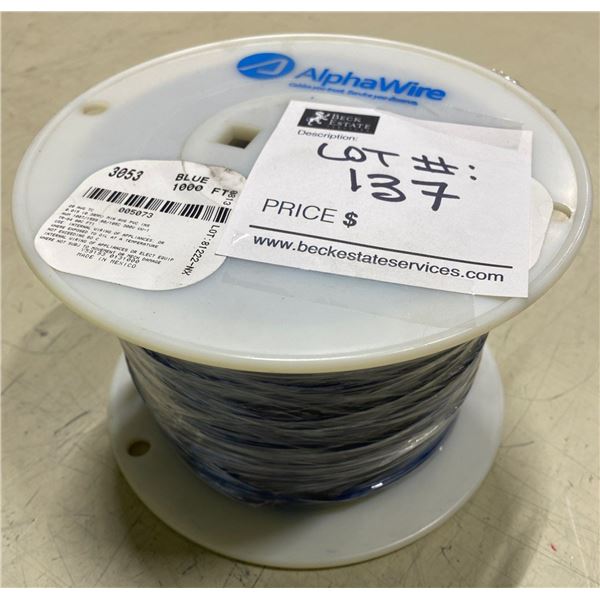 Blue 1000ft Alpha Electrical Wire Spool Brand New   No.3053  Full Spool Retails For $$800.00!!