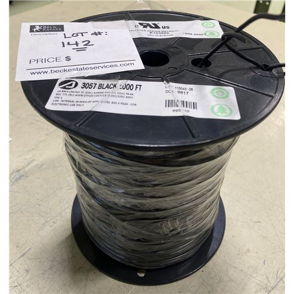 3057 Black 1000ft spool of Electrical Wire  Brand New
