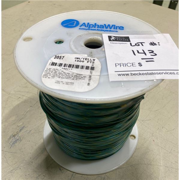 Green/Yellow 1000ft of Alpha Wire Spool  Brand New