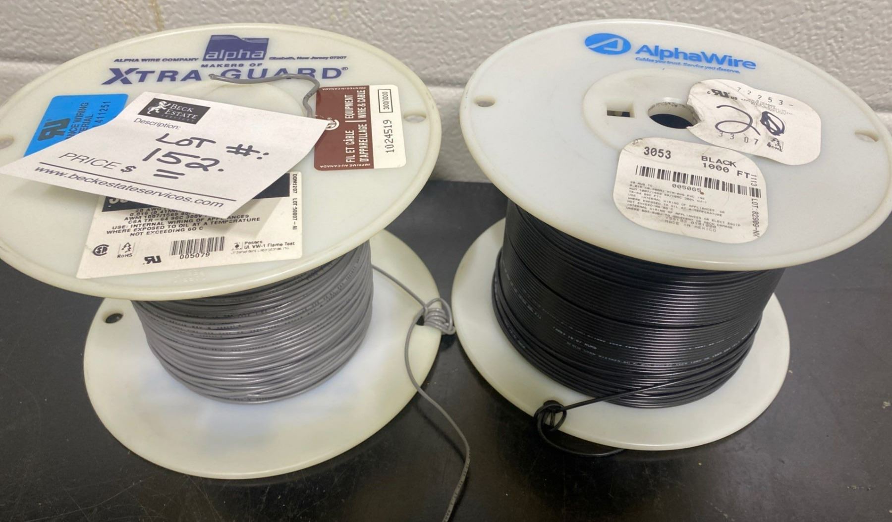 Two Partial Wire Rolls XTra Guard by Alpha-Wire Grey & Black Spools ...