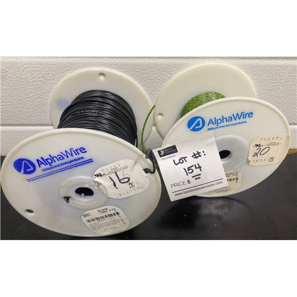 Two Partial Alpha Wire Electrical Spools  Green & Black