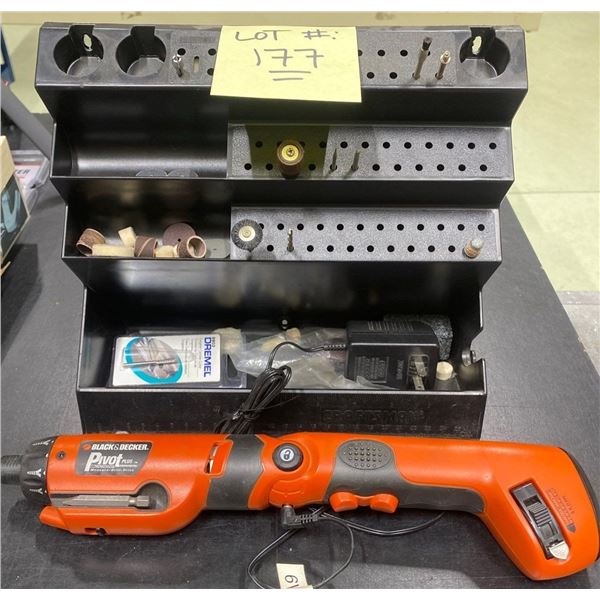 Black N Decker Pivot Plus  Measure-Drill-Drive! & Mini Shelf with assortment of Accessories