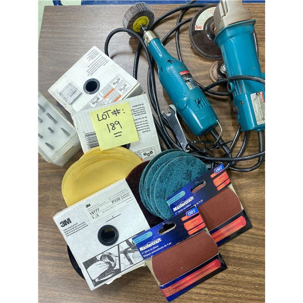 Makita 6mm Die Grinder  Mod#906 & Makita DA3000R  10mm w/SandPaper Refillers of all sizes