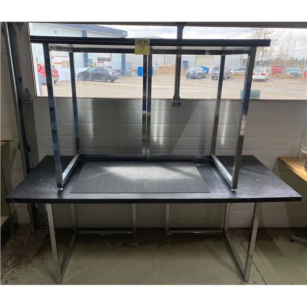 Two Black  Shop Tables Small and Large  72w x 32 d x 31h (large)  66w x 28d x31h(small)