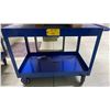Image 1 : Dual Shelf Metal Trolley Industrial Rolling Cart (Blue)
