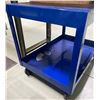 Image 2 : Dual Shelf Metal Trolley Industrial Rolling Cart (Blue)