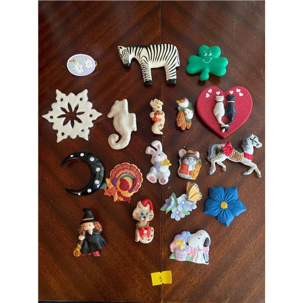 Assortment Of Plaster And Plastic Pins And Brooches
