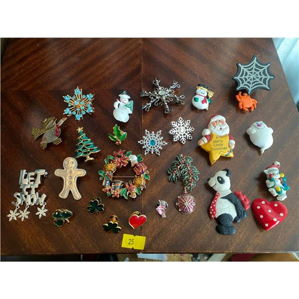 Assortment Of Exquisite Holiday Theme Costume Brooches