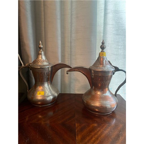 Set Of Antique Lebanese Tartoussi Bros Dallah Coffee Pots