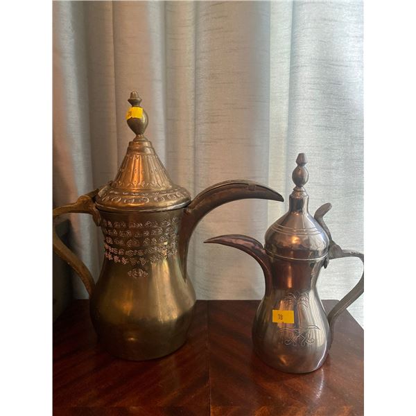 Set Of Antique Arabic Dallah Coffee Pots
