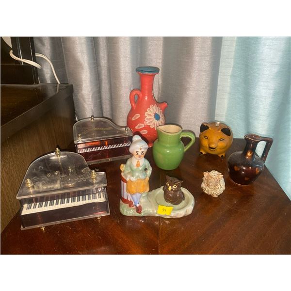 Set Of Piano Music Boxes And Assorted Home Decor