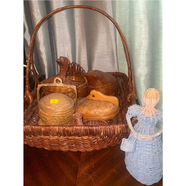 Collection Of Wicker Baskets  And Decor