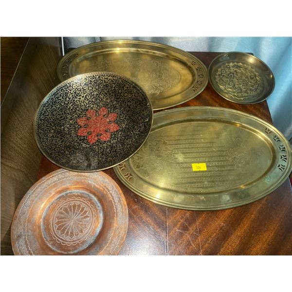 Assortment Of Vintage Brass Serving Trays/ Plates