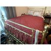 Image 1 : Queen Size Brass Bed & Mattress & Bedding 60W