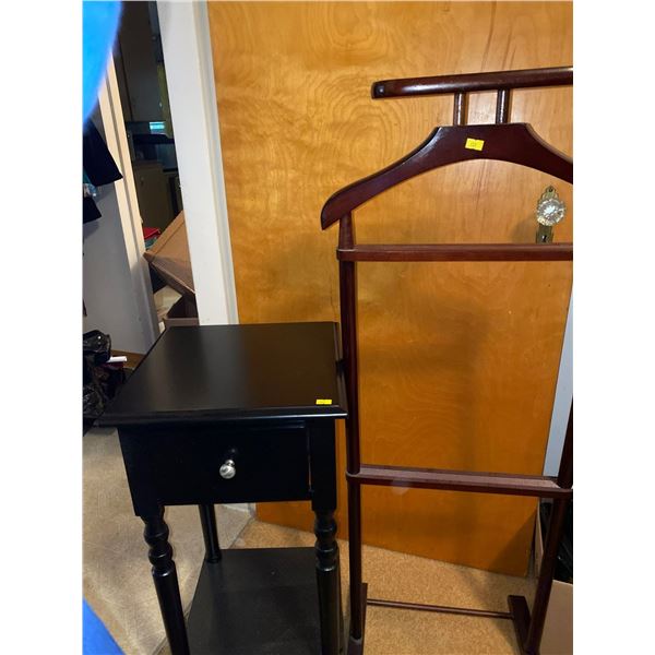 Single Wooden Clothing Rack And Modern Side Table
