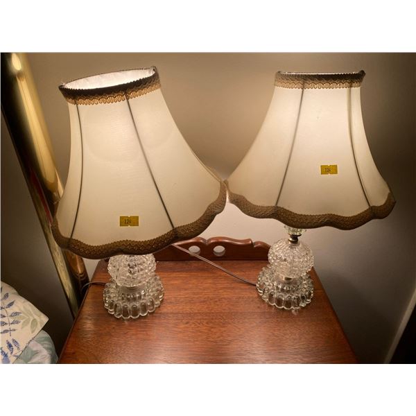 Set Of Vintage Glass Base Lamps