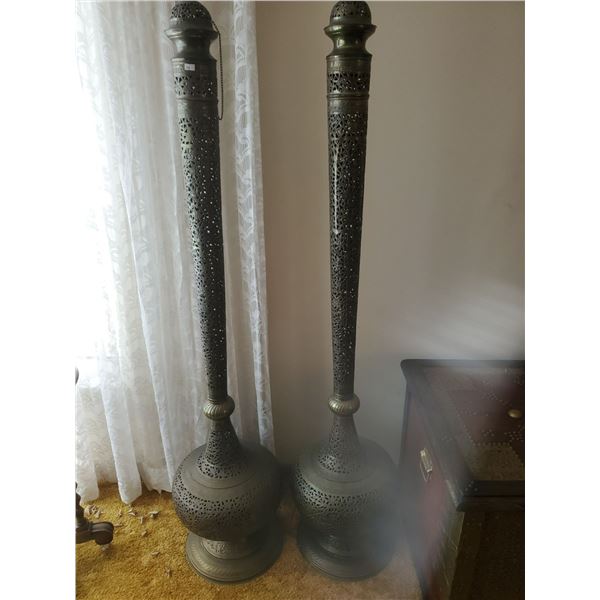 Moroccan Matching Pair Brass Incense Burners 14 x 64T