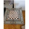Image 5 : Antique Syrian Games Inlaid Table - Wood Inlays 26 x 26 x 29T