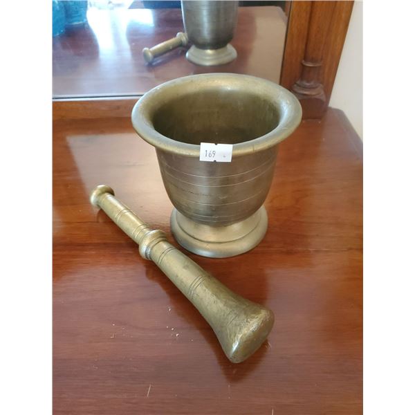 Large Brass Mortar & Pestle
