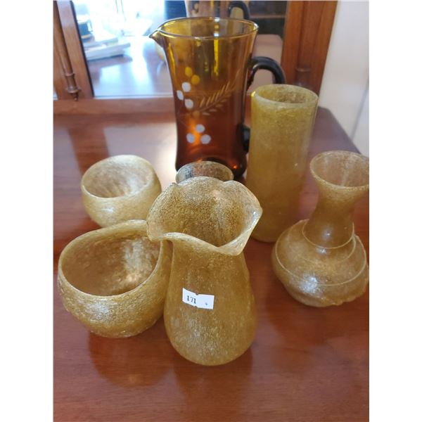 Bohemia Amber Crackle Glass Collection