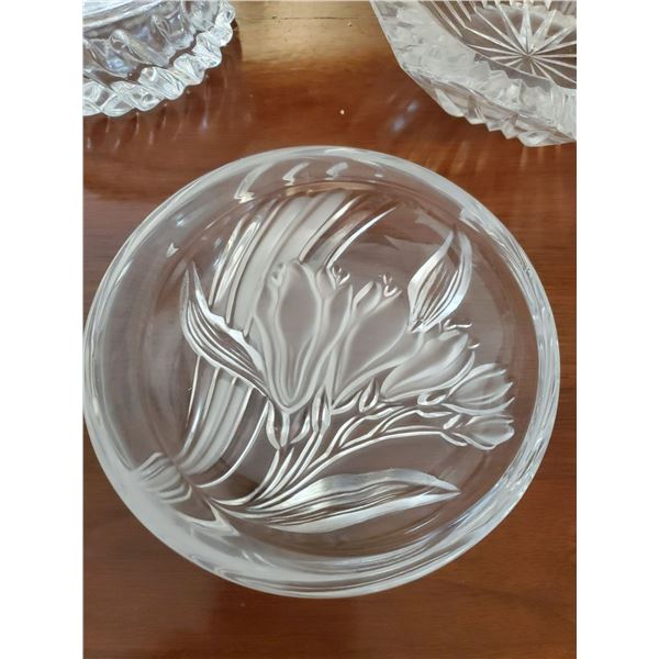 Lalique Style Art Glass Dish & Extras