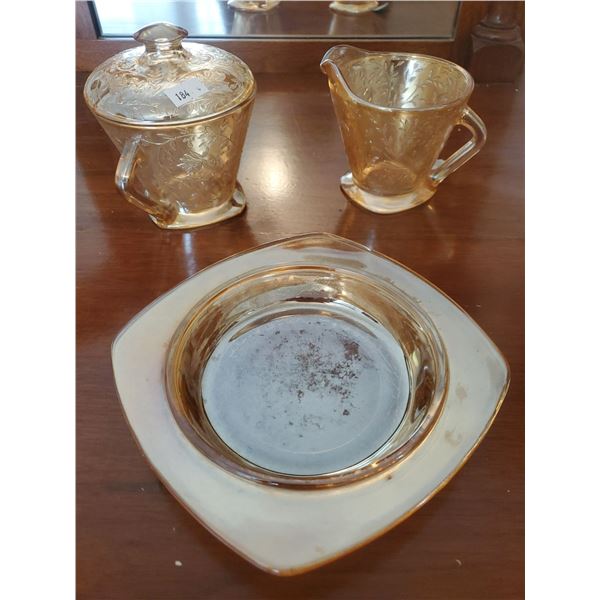 Carnival Glass Cream Sugar Butter Dish