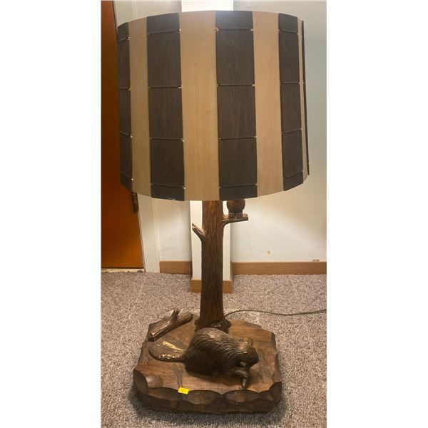 Carved Wood Beaver Lamp 31T