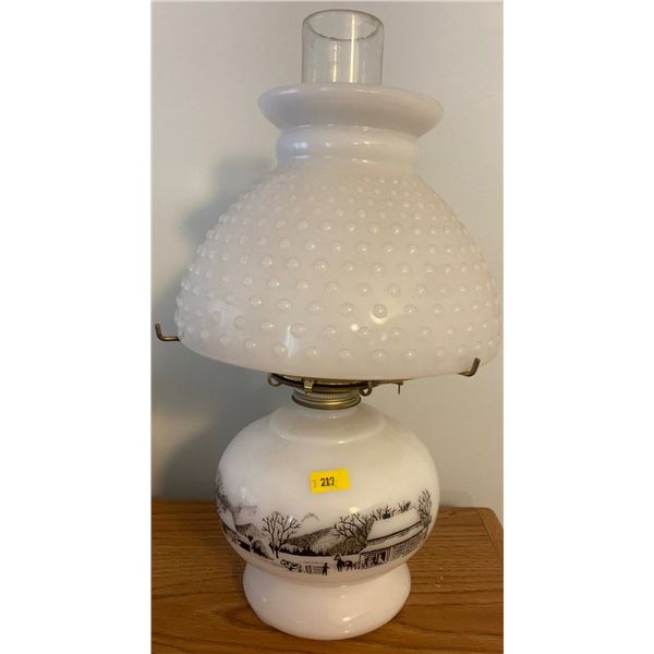 Antique Milk Glass Oil Lamp