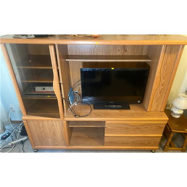 Oak Entertainment Center 67 x 22D x 56T Contents Not Included