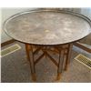 Image 1 : Antique Persian Folding Table Brass Top 27D x 19T