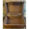 Image 3 : Antique Mahogany Wood Storage Box & Tiny Table 17L x 12W x 13H