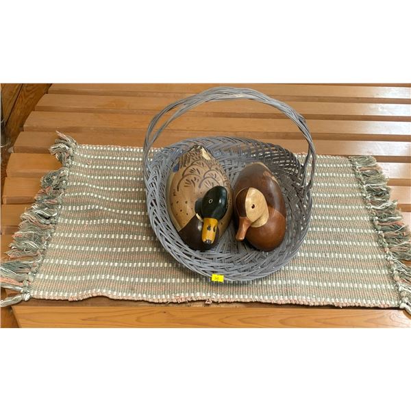 Carved Wood Ducks in Basket Mythical Duct 1984 Stainer Ontario
