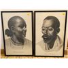 Image 1 : Charcoal Drawings Ethiopian Man & Woman 14 x 22