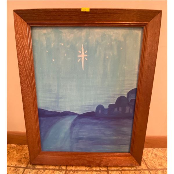 Oil On Board Bethlehem Christ Birth Star 17 x 21