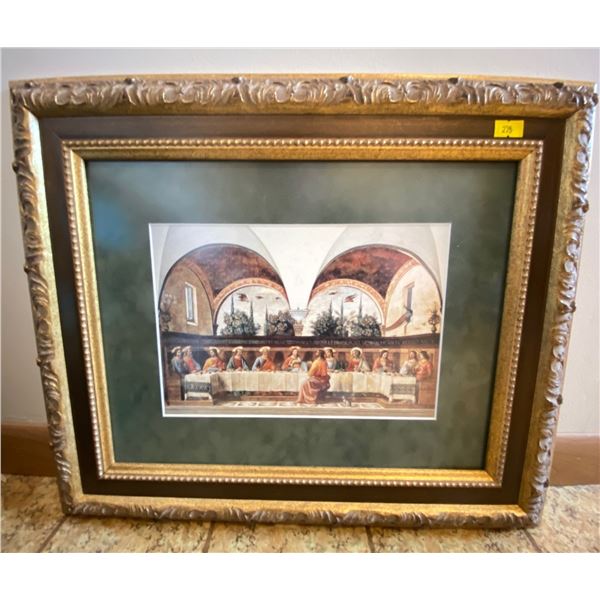 Antique Victorian Last Supper Lithograph Print 19 x 17