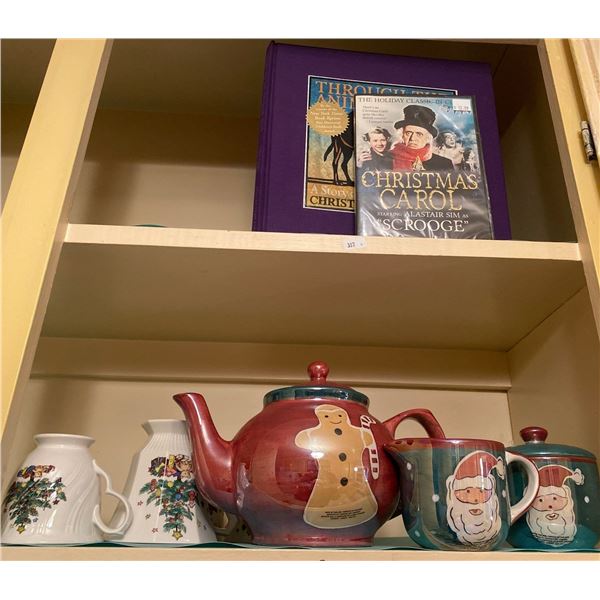 Christmas TeaPot Cream & Sugar Caddy With Christmas Story Book & CD For Your Holiday Enjoyment