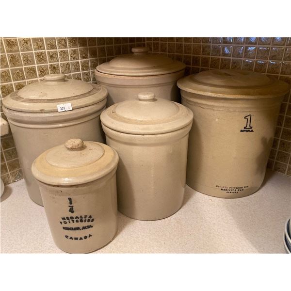 Medalta Pottery Canisters With Lids In Various Sizes