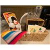 Image 4 : 5 Clear Vintage Glass Jugs - Tray - Coasters - Snoopy - Couple Baskets & Rando Kitchen Items