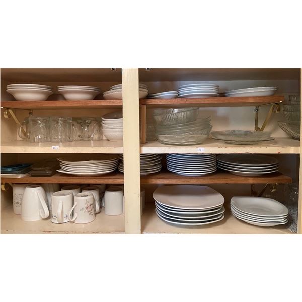 Assortment Of Glassware - Plates Saucers Bowls Cups