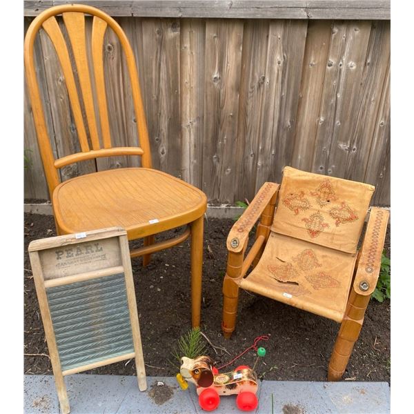 Antique Wood Craft Collection Fisher Price Dog Washboard