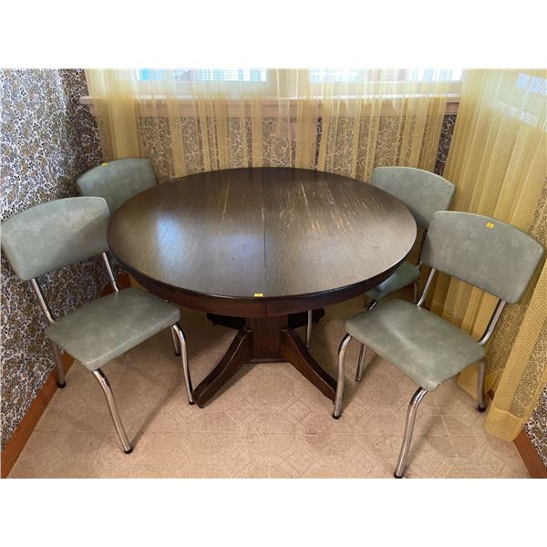 Mid Century Modern Chrome Kitchen Table & Chairs 44D x 29H
