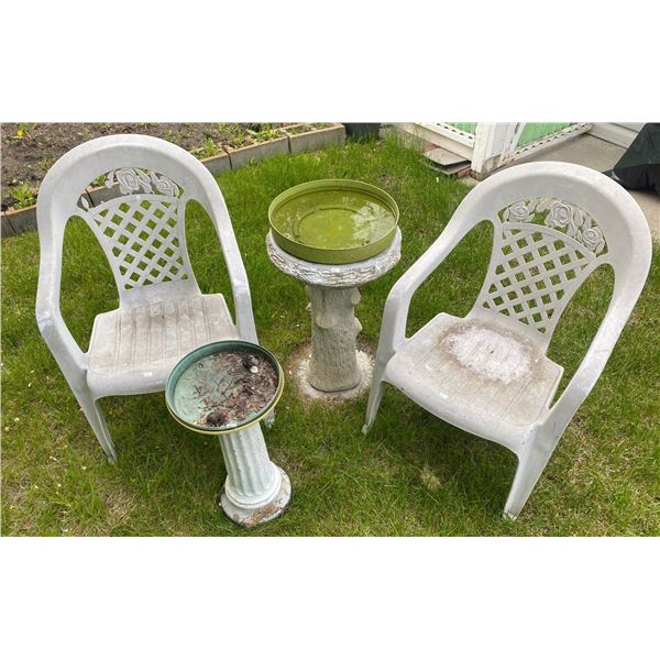 Bird Bath With Garden Chairs