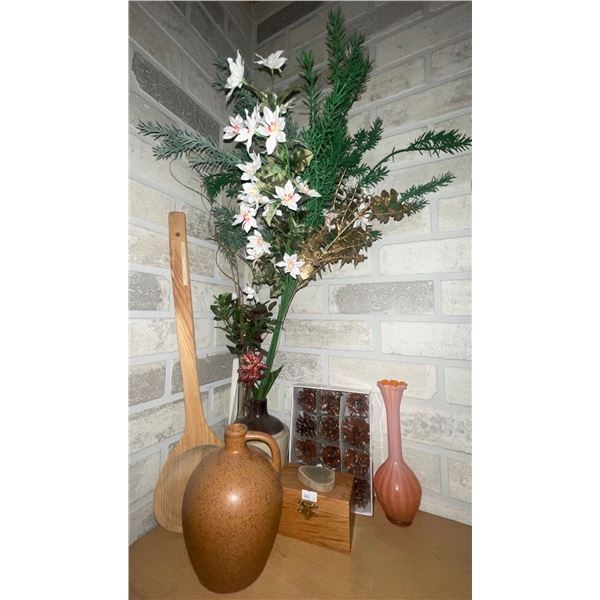 Home Decor Lot Wood Spoon Broken Jug