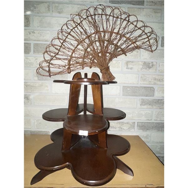 Curiosity Wood Shelf & Wicker Fan