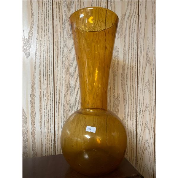 Large Amber Carnival Glass Vase 16T