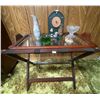 Image 1 : Wooden Side Table w/ Decorative Collectables